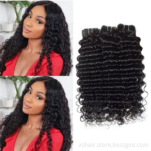 Wholesale unprocessed human hair bundles 28 inch deep wave 100% virgin brazilian human hair bundles with closure